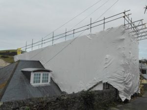 Temporary roof at Island Street, Salcombe