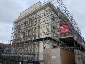 Façade shore scaffolding to The Royal Victoria Hotel, Newport.