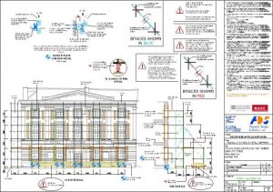 Design drawing of the façade shore scaffolding for Royal Victoria Hotel